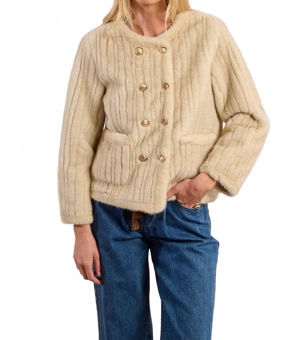 NEW MOLLY BRACKEN double-breasted closure woven jacket in beige